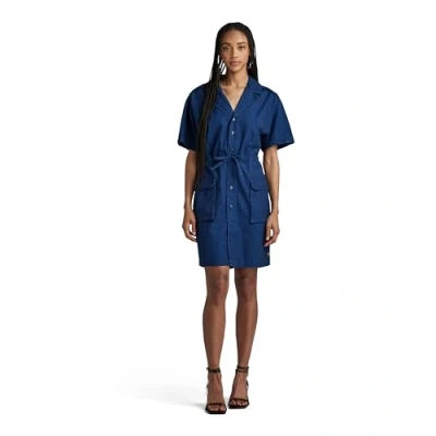 Image of G Star RAW Womens Soft Utility Dress Navy Cotton Size Large