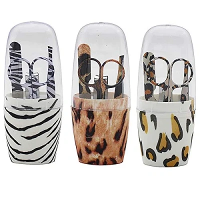 Image of Animal Print Manicure Set, 4 Piece Grooming Kit in Fashion Gift Carry Box