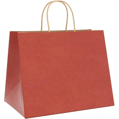 Image of vidaXL Paper Bags 250 pcs with Handles Red 32x22x24 cm