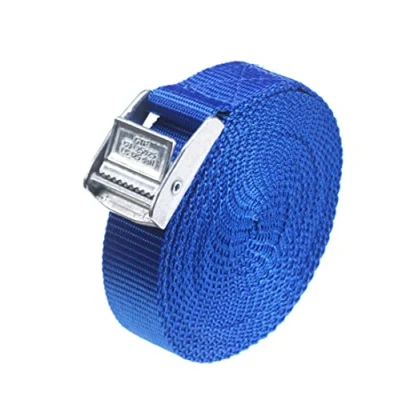 Image of Direct Manufacturing 2 x Lifting straps cam buckle 5m 25mm Blue / 250kg Cargo luggage roof rack strap