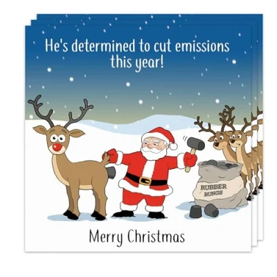 Image of Twizler Funny Christmas Cards Pack of 3 Santa Emissions Design Merry Xmas Multipack