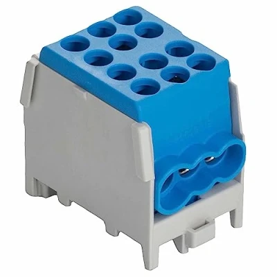 Image of Pollmann Elektrotechnik HLAK 25 1/4 M2 Terminal Block, Blue (Screw, 1 Position, 1000.0 Volts, DIN Rail Mount, Plastic)