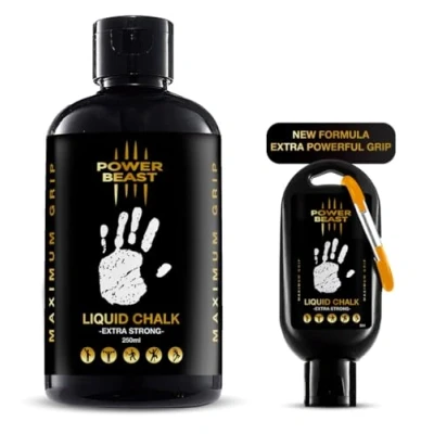 Image of POWER BEAST Liquid Chalk, Sport No More Sweat, Extreme Grip, Gym, Rock Climbing, Tennis, Padel, Calisthenics, Weightlifting, Pole Dance, Bodybuilding, 250Ml + 50Ml.