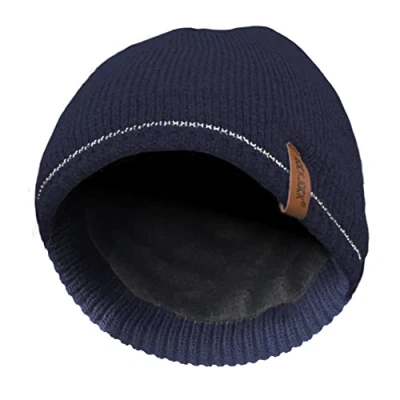 Image of RockJock STORMACTIVE 100% Waterproof Mens Boys Warm Beanie Hat with Reflective Stripe Detail Navy