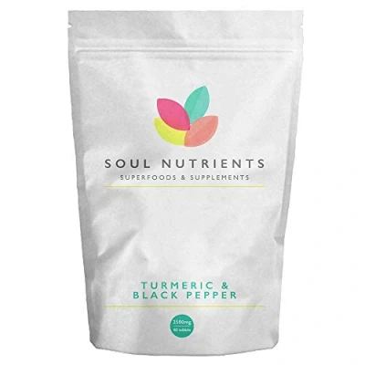Image of Turmeric &amp; Black Pepper 60 Tablets High Strength 2,500mg 95% Curcumin Supplement 10mg Piperine from Extract GMP Manufactured Naturally Reduces Inflammation Pain Suitable for Vegans