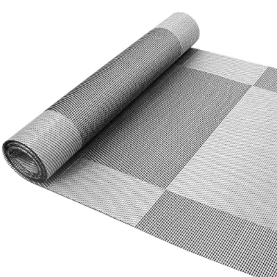 Image of Vinyl Woven Table Runner Non slip Mats Waterproof Heat resistant Dinning Decor (Runner Sliver)