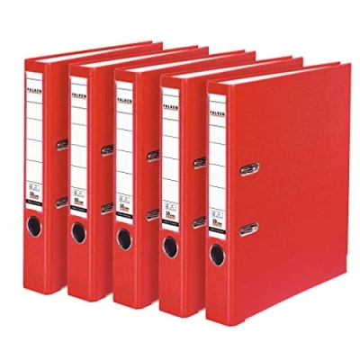 Image of Original Falken 5 pack PP Color plastic folders. Made in Germany. cm narrow DIN A4 red Vegan ring binder file folder letter office slotted