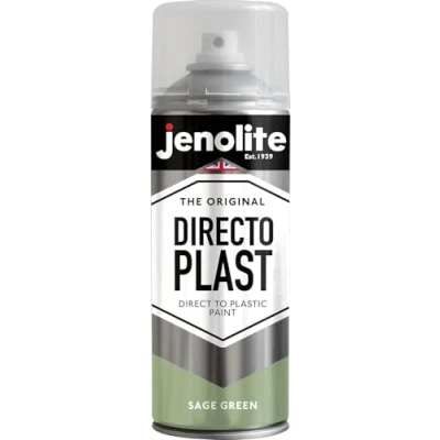 Image of JENOLITE Directoplast Gloss Spray Paint SAGE GREEN 400ml for Plastic Surfaces All Types Of No Primer Required Multi Surface RAL 7494C