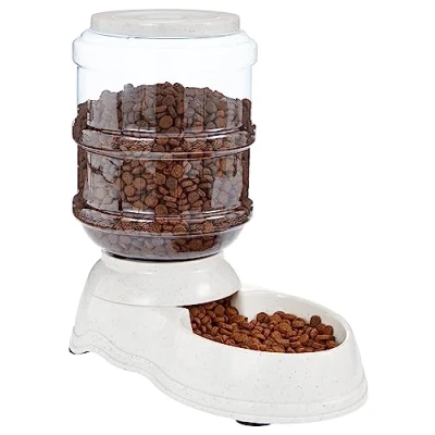 Image of Amazon Basics Dog and Cat Food Feeder, Small, Grey