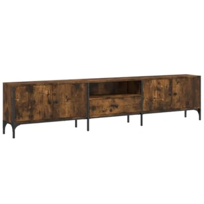 Image of vidaXL TV Cabinet with Drawer Smoked Oak 200x25x44 cm Engineered Wood