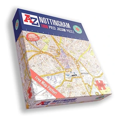 Image of A to Z Map of Nottingham jigsaw Puzzle For Adults 1000 Piece Gift Puzzles,