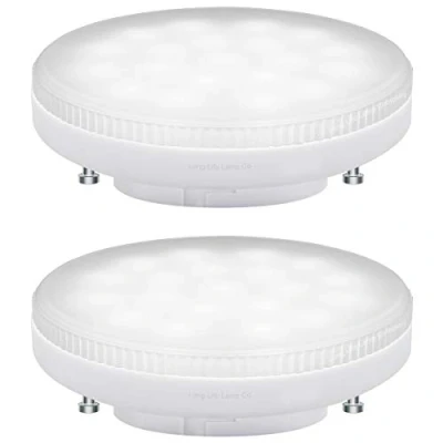Image of Long Life Lamp Company 2 Pack 7w LED GX53 Light Bulb Cool White Replacement for Round CFL Under Shelf Lighting, Display Cabinets, Kitchen Units