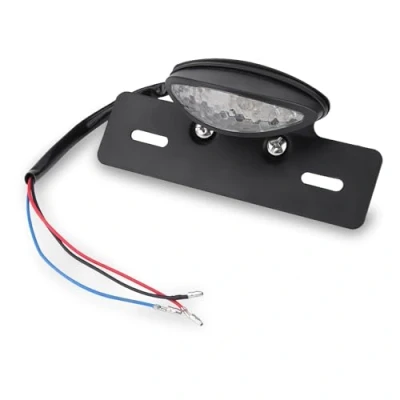 Image of Motorcycle Tail License Plate Light, Motorbike LED Brake Stop Rear Light Lamp for Har_ley Cafe Racer Hon_da Ka wasa_ki Suzu_ki bobber Chop pers(White)