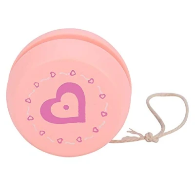 Image of VGEBY1 Yoyo Toy, Education Teaching Toy Cute Cartoon Pattern Wooden Ball for Kid Child(Pink Heart) Outdoor