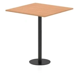 Image of Italia 1000mm Poseur Square Table Oak Top 1145mm High Black Leg