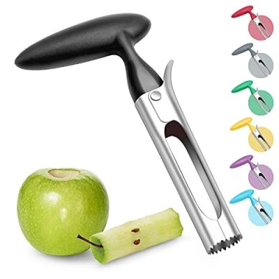 Image of Asdirne Apple Corer, Corer Remover with ABS Handle and Serrated Stainless Steel Blade, Black