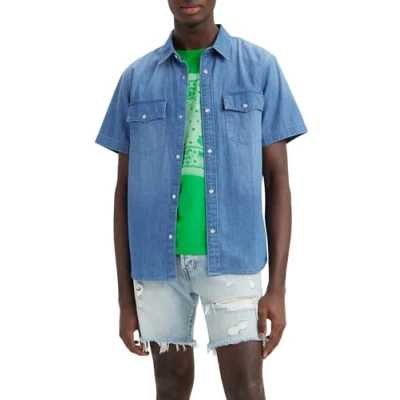 Image of Levi&#039;s Men&#039;s Ss Relaxed Fit Western Shirt, Tombstone Stonewash, L