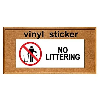 Image of 2 x Warning NO LITTERING Sign Removable Self Adhesive Waterproof Durable Vinyl Label Sticker 225mm 106mm