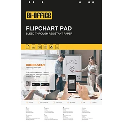 Image of Bi Office Euro Flipchart Pad, Blank, 20 Sheets, 55 g/m² Paper, 5 Pads