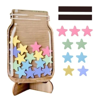 Image of Reward Jar with Star Tokens, Charts for Children Behaviour, Magnetic Kids, Reusable Chart Behavior, Inspiring Good Behaviour in Toddler