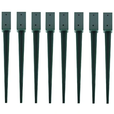 Image of Woodside Steel Fence Post Holders, 75mm/3 Square, Wooden Fencing Ground Stakes (pack of 8)