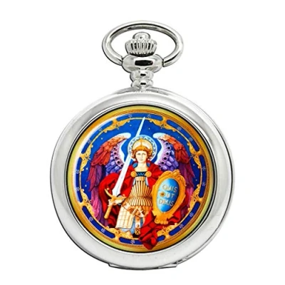 Image of Archangel Michael Christian Full Hunter Pocket Watch