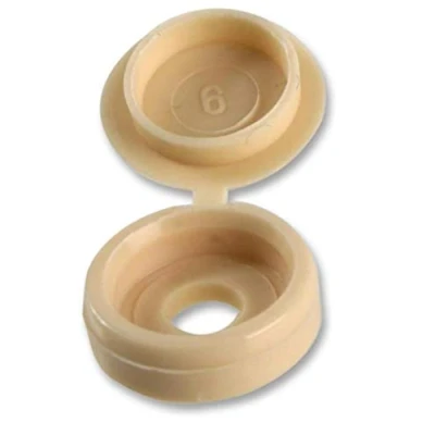 Image of 100x Pack Plastic Fold Over Hinged Screw Head Cap Snap Cover Small to fit 6G 8G (Beige)