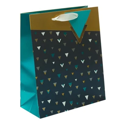 Image of UK Greetings Medium Gift Bag for Him/Her/Friend Birthdays, Christmas, New Year &amp; Other Events Blue Gold Design