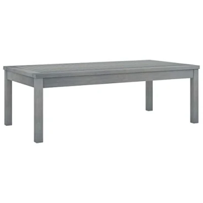 Image of vidaXL Coffee Table Solid Acacia Wood in Modern Style, Outdoor Grey Finished Rectangular for Patio, Garden, Deck, and Poolside Areas