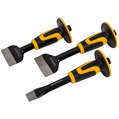 Image of Roughneck ROU31970 Bolster &amp; Chisel Set 3 Piece Including: Brick 70x216mm (2¾x8½ in) Electrician’s 76x254mm (3x10 in)&amp; Cold 25x254mm (1x10in)