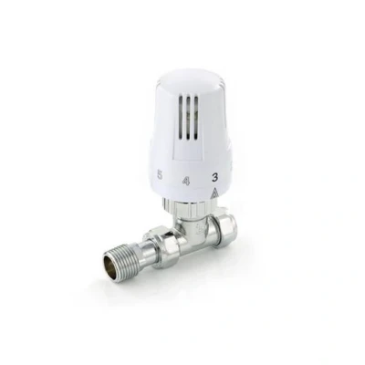 Image of Pegler Yorkshire Mistral Straight Thermostatic Radiator Valve Compression 15mm With Elbow 42296