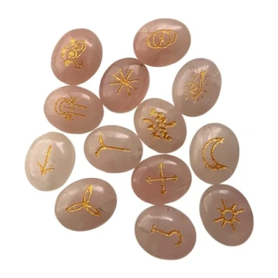 Image of VIE Witches Rune Set with Pouch, Rose Quartz