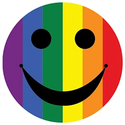 Image of Landing Designs 2 x Smiley Face Rainbow Pride Gay LGBT car, van decal sticker