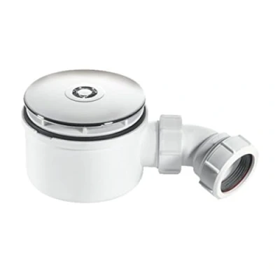Image of McAlpine ST90CB10 70 90mm Shallow Shower Trap Plated Brass, Chrome and White
