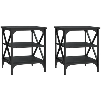 Image of vidaXL Side Tables 2 pcs Black 40x42x50 cm Engineered Wood