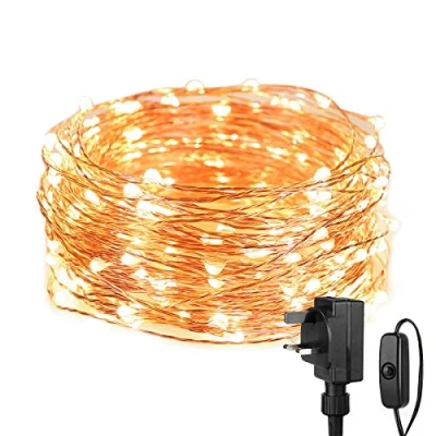 Image of Lepro Fairy Lights Plug in, 10m 100 LED Copper Wire Lights, 33ft Warm White Christmas Tree String Mains Powered for Decorations, Bedroom, Party, Wedding and More