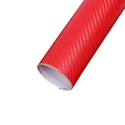Image of Carbon Fiber Vinyl Film Car Wrap Roll Sticker Decal Sheet Red 127x10cm