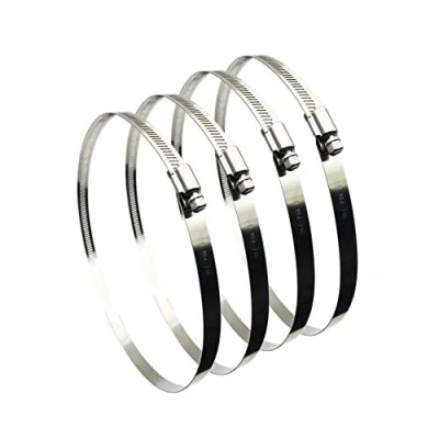Image of 4Pcs 194 216mm Hose Clips Adjustable 304 Stainless Steel Duct Clamps Clamp Pipe Air Ducting Worm Drive