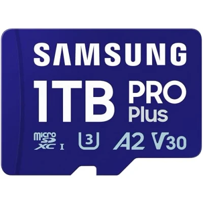 Image of Samsung PRO Plus (2024) microSD card + SD adapter, 1 TB, UHS I U3, Full HD &amp; 4K UHD, 180 MB/s read, 130 write, memory for smartphone, action cam, handheld console, MB MD1T0SA/EU