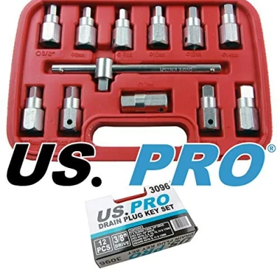 Image of US PRO 12pc Drain Plug Key Socket Set Axle Oil Sump Spanner 3/8&quot; Drive 3096