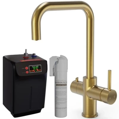 Image of Liquida EBT311BG 3 in 1 Brushed Gold Kitchen Instant Boiling Hot Water Tap