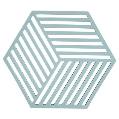 Image of Zone Denmark Hexagon Heat Resistant Silicone Trivet, Practical and Decorative Pot Coasters, Dishwasher Safe, 16 x 14 cm, Fog Blue