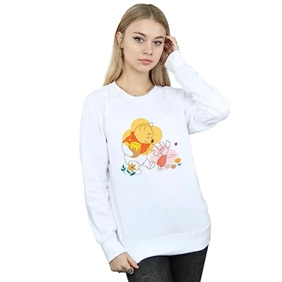 Image of Disney Women&#039;s Winnie The Pooh Piglet Sweatshirt White Large