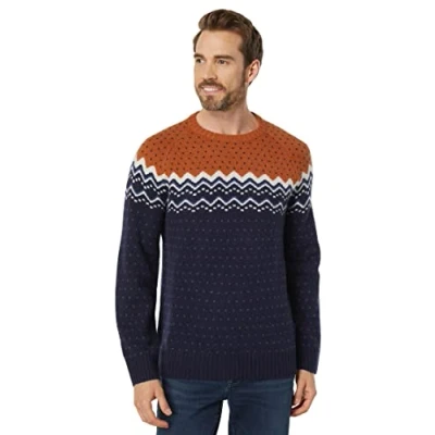 Image of Fjallraven 81829 555 243 Övik Knit Sweater M Sweatshirt Men&#039;s Dark Navy Terracotta Brown Size XXL