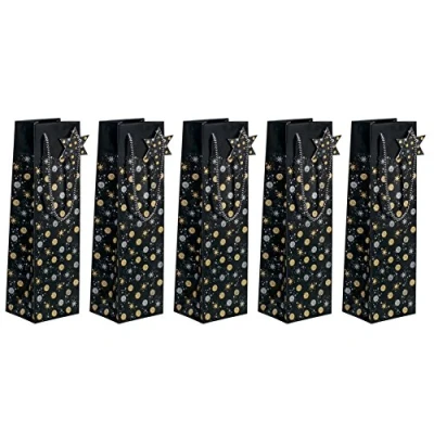Image of SIGEL GT030 Christmas Bottle Gift Bag &quot;Stardust&quot;, 10 x 35 8 cm, 5 Pieces