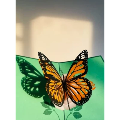 Image of Butterfly Flower Pop Up 3D card. Spring Collection. A Delightful surprise greeting card gift for Daughter, Mum, Friend, Granddaughter, Wife, Sister, Grandma. 12cmx18cm