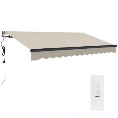 Image of Outsunny 3.5 x 3 (m) Electric Retractable Awning with Aluminium Frame Beige 840 278V72BG