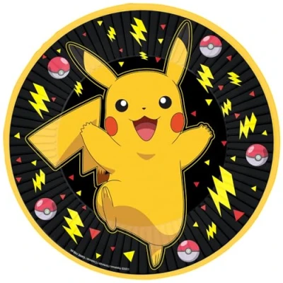 Image of Amscan 9917104 66 Pokémon Kids Birthday Party Paper Plates 8 Pack