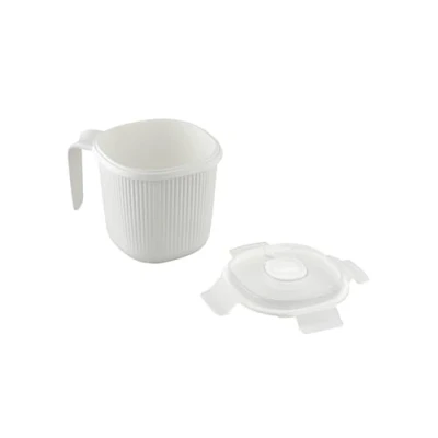 Image of CARE + PROTECT Microwave Soup Mug With Lid, Bowl Container, 0.7L, Ideal for Cooking or Heating Liquid Food, BPA Free, Dishwasher Safe, White
