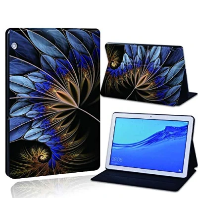 Image of FINDING Case Fit Huawei MediaPad T3 10 9.6&quot; Leather Cover PU Flip Smart Lightweight Shell Stand for (Huawei 9.6&quot;, blue feather)
